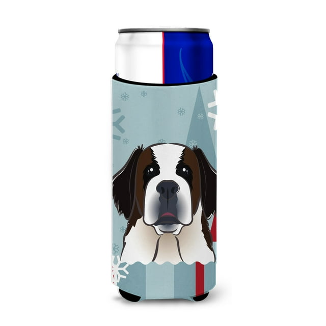 ""Caroline'S Treasures Winter Holiday Saint Bernard Michelob Ultra Koozies Para Latas Delgadas Multicolor""