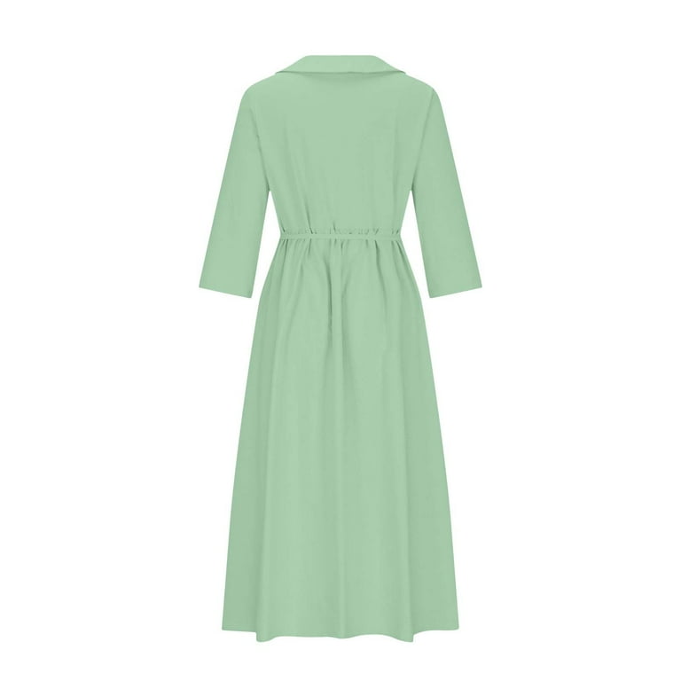 Jinhomg Casual Shirt Dresses for Women Lightweight Comfy Cotton Linen Midi Dress Flowy Casual Solid 3/4 Sleeve Button Down Vacation Dresses Green M - Walmart.com Jinhomg Casual Shirt Dresses for Women Lightweight Comfy Cotton Linen Midi Dress Flowy Casual Solid 3/4 Sleeve Button Down Vacation Dresses Green M - Walmart.com