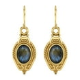 thumbnail image 1 of 7x5mm Oval Labradorite Dangle Women's Earrings Jewelry 925 Sterling Silver Gold Vermeil, 1 of 4