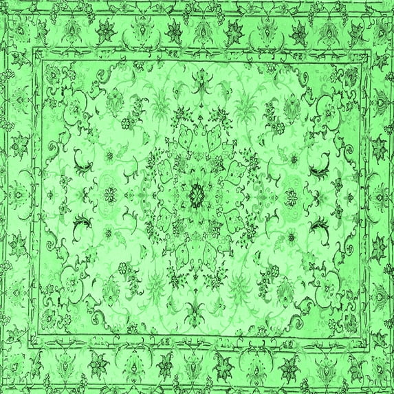 Ahgly Company Indoor Square Persian Emerald Green Traditional Area Rugs, 7' Square