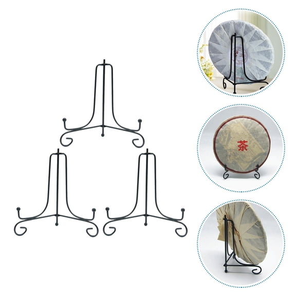 unbranded 3 Pcs Wrought Iron Plate Holder Display Stand Brackets Office Black