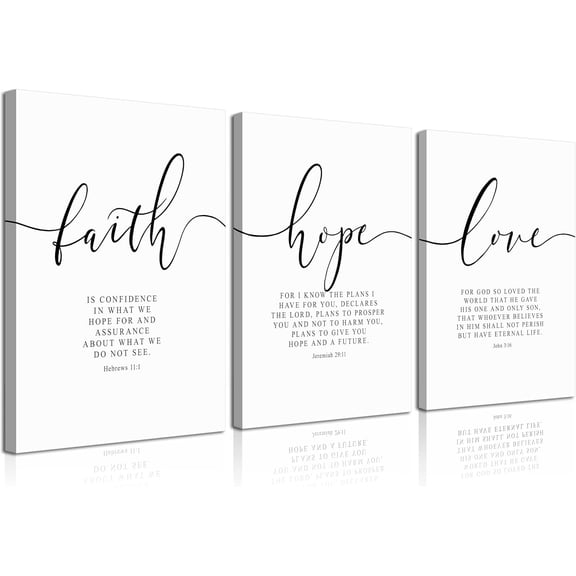 3Pcs Framed Bible Verse Wall Art, Christian Floral Scripture Posters Canvas Paintings Prints Wall Decor Pictures for Bedroom Living Room Home Decoration, Ready to hang