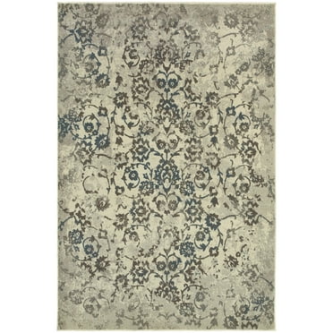 Minta Contemporary Floral Area Rug, Beige/ Grey 2, 5' x 8'
