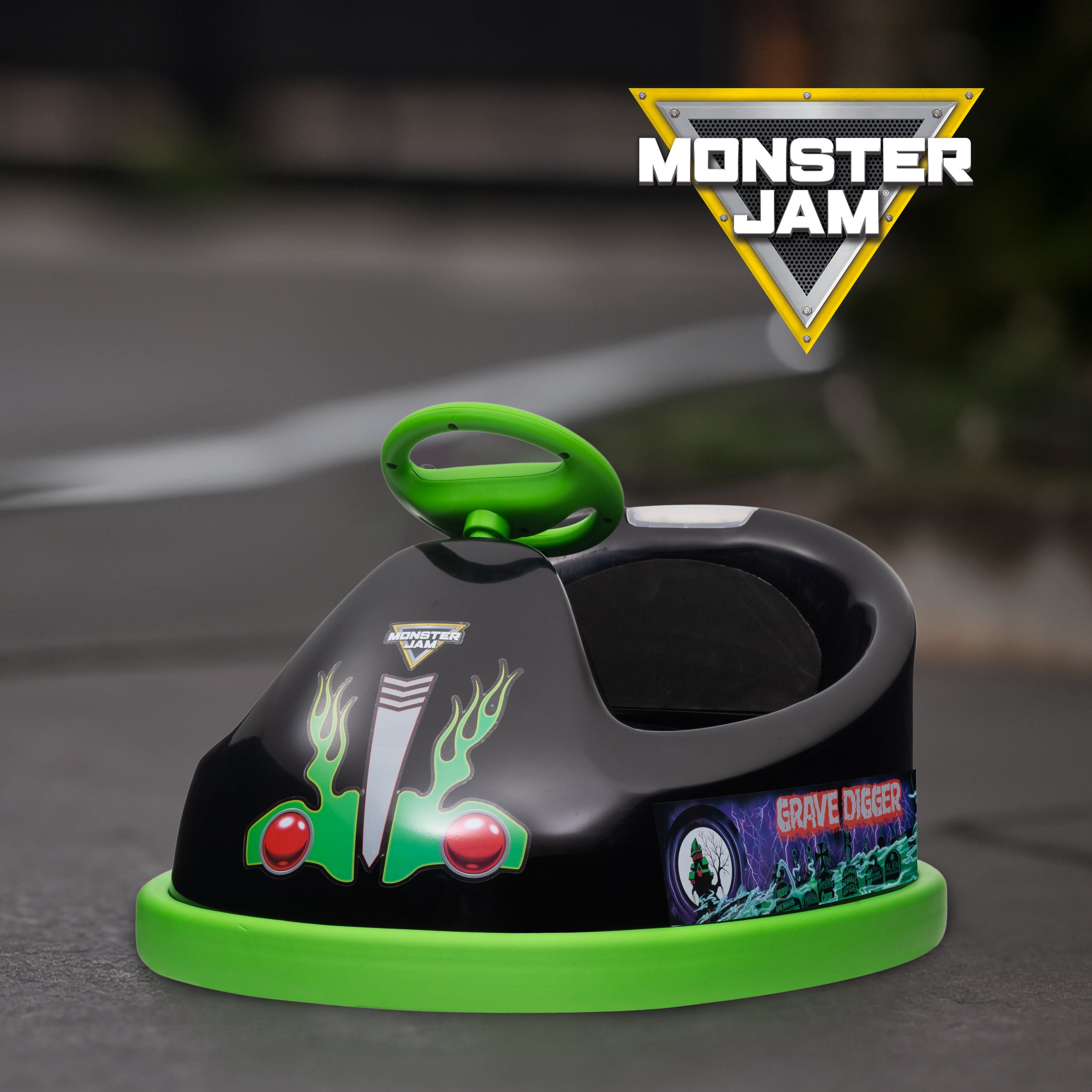 Monster Jam 6V Bumper Car, Battery Powered Ride on Toy with Remote for Kids Ages 1.5+, Black