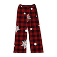 thumbnail image 4 of Women's Christmas Snowflakes and Trees Print Plush Pajama Pants, Soft and Comfortable Home Wear Trousers for Winter, Casual Sleepwear with Elastic Waist,Deep Red,2XL, 4 of 7