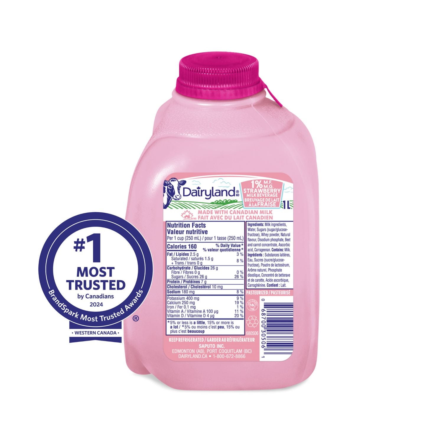 Dairyland 1% Strawberry Milk Beverage, 1L