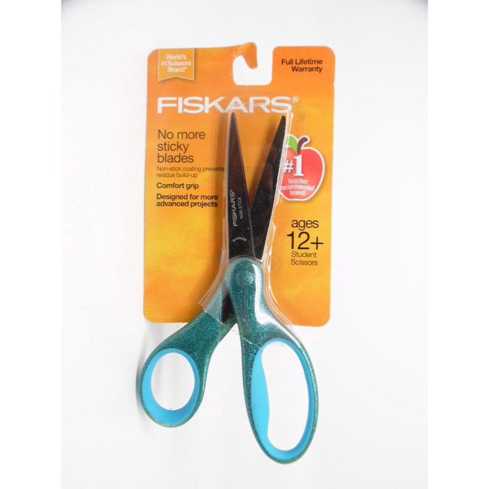 Fiskars No More Sticky Blades Comfort Grip Student Scissors Teal