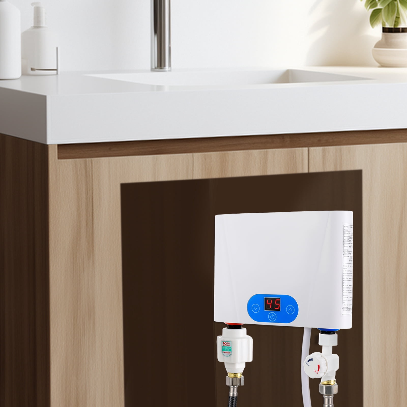 Electric Tankless Water Heater 5.5KW 220V Endless Hot Water Instant Mini Smart Under Sink Kitchen Household