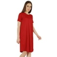 thumbnail image 2 of Inkmeso Solid Casual Summer T-Shirt Dress For WoMen's Loose Fit Short Sleeve Tunic Sleep Dress, 2 of 7