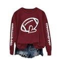 thumbnail image 4 of BODOAO Women's Football Game Day Sweatshirt Women's Rugby Printed Pullover Round Neck Casual Graphic Print Oversized Crewneck Sweatshirts Long Sleeve Pullover for Gameday Hoodies Wine Xxl, 4 of 4