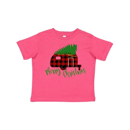 

Inktastic Merry Christmas Red Plaid Camper with Tree Gift Toddler Boy or Toddler Girl T-Shirt