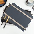 thumbnail image 2 of Premium PVC Dining Mat with Golden Thread Pattern - Waterproof, Oil-Resistant, Japanese Heat Insulation Design for Western Dishes - Ideal for Hotels, Restaurants, Home Kitchens - 45x30cm, Black, 2 of 6