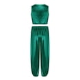 thumbnail image 4 of Miutii Girls 2 Piece Dance Outfits Shiny Tops and Pants Set Cheer Outfit for Stage Performance Green 3-4, 4 of 5