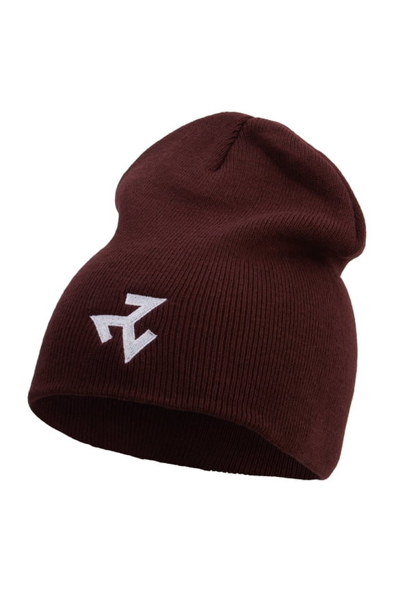 Wiccan Symbol Embroidered 8 inch Acrylic Short Blank Beanie - Maroon OSFM