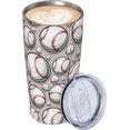 thumbnail image 2 of Baseball Tumbler, Softball Ball 20oz Stainless Steel Insulated Travel Tumbler,Travel Coffee Mug with Lid and Straw Cups Gifts for Women Men, 2 of 6