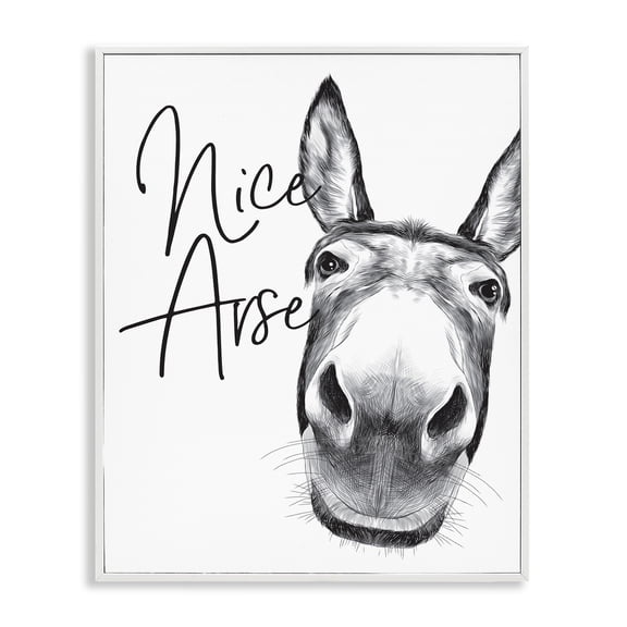 Stupell Industries Eclectic Donkey Bathroom Humor White Framed Giclee Art, 11 x 14, by Lettered and Lined