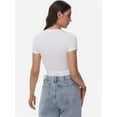 thumbnail image 4 of Women's Square Neck Crop Top - Short Sleeve Slim Fit T-Shirt, Casual Summer Workout Tee, 4 of 6