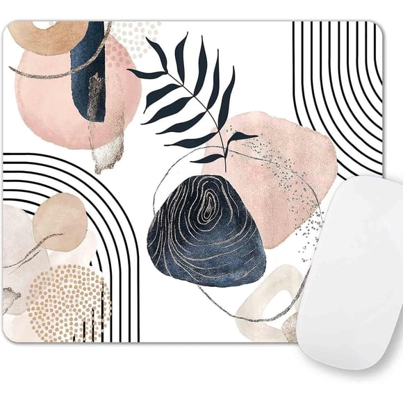 Fond en Marbre avec Tapis de Souris Triangles Or Rose Décoration de Bureau Moderne, Tapis de Souris Rectangulaire Personnalisé, Idéal pour Décoration de Cabine et Accessoires de Bureau, Ajoute un Aspect Chic et Contemporain