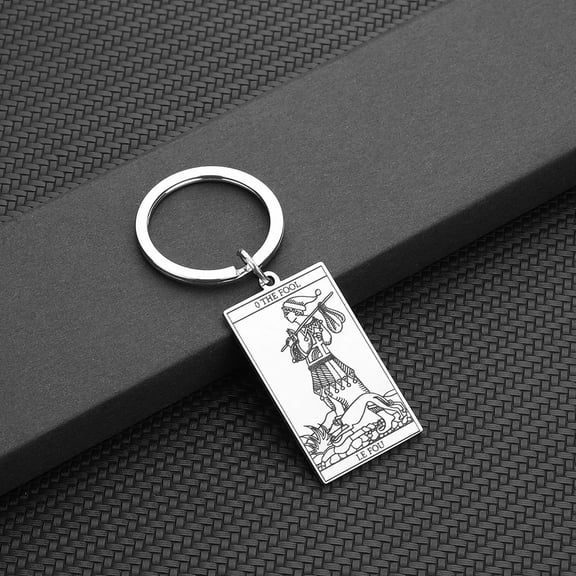 Amulet Tarot Cards Keychains for Men Women Stainless Steel Key Chain for Car Keys Jewelry Birthday Gifts Good Luck Keyring