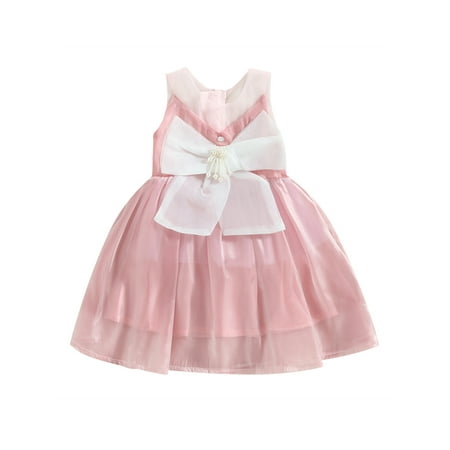 

Qtinghua Toddler Baby Girls Summer Princess Party Dress Sleeveless Bowknot High Waist Tulle Ball Gown Dresses Pink 12-18 Months