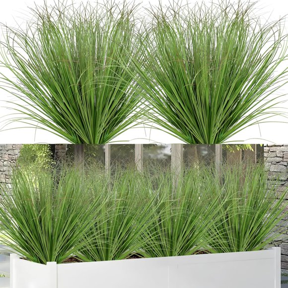 Betylifoy Plantes de Gazon Artificiel Extérieur 28 Bouquets Fausse Herbe de Blé Résistante aux UV Faux Arbustes Buissons Plante Oignon Vert Verdure Artificielle Tiges Hautes pour Intérieur Extérieur Bureau Décoration Maison