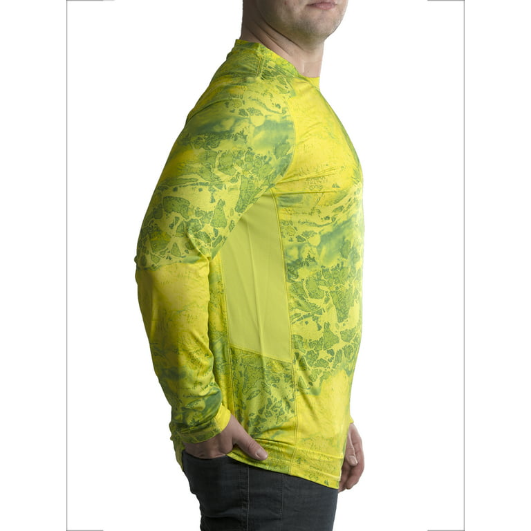 Realtree Wav3 Neon Citrus Camo Long Sleeve Performance Fishing Shirt for Men
