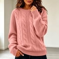thumbnail image 6 of yillto Womens Cable Knit Sweater Top Long Sleeve Crewneck Pullover Warm Fall Winter Loose Sweaters Tops, 6 of 7