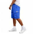 thumbnail image 4 of Homeyce Cargo Short for Men Elastic Waistband Drawstring Shorts Pants Summer Work Casual Relaxed Fit Fishing Big and Tall Camo Cargo Short with Multi-Pocket Quick Dry Joggers,Blue M, 4 of 5