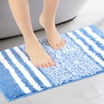 thumbnail image 2 of Unique Bargains Microfiber Bath Rugs Fluffy Striped Non-Slip Floor Mat Blue 16"x24", 2 of 7