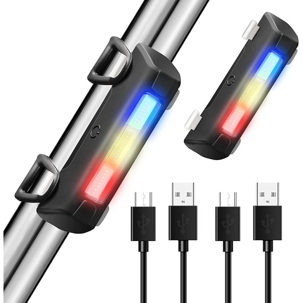 Luces traseras brillantes para bicicleta de 2 piezas, recargables por USB, accesorios de linterna de seguridad LED de alta intensidad