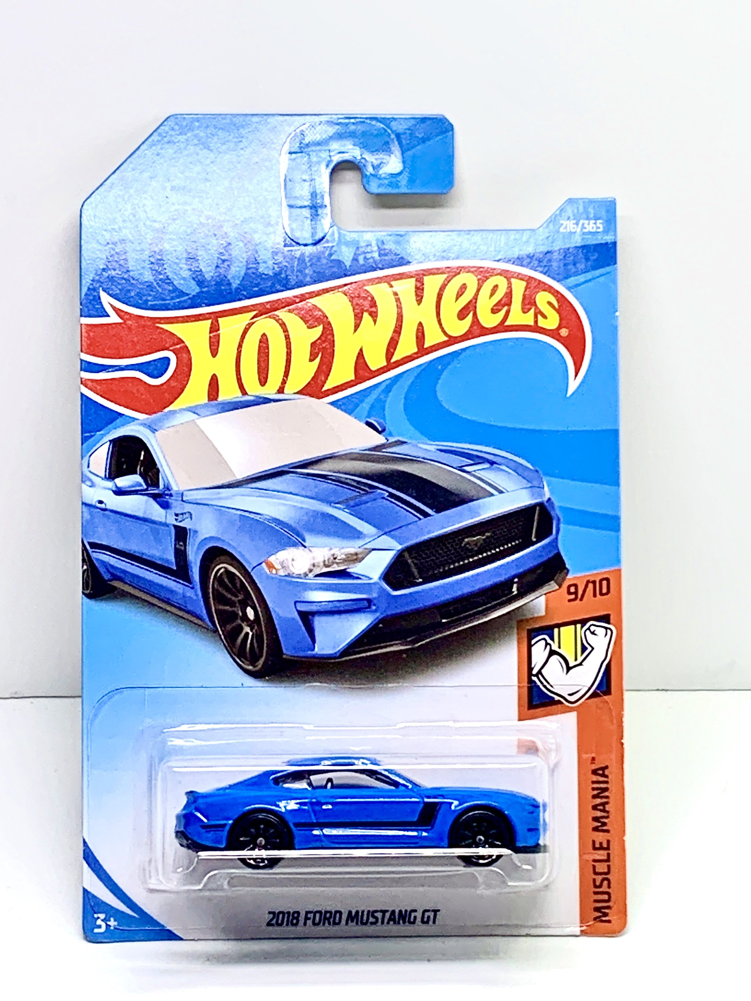 Long Card by Mattel Hot wheels 2018 Ford Mustang GT Muscle Mania Blue 216/365