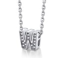 thumbnail image 1 of Collar inicial de plata esterlina Silvora con circonita cúbica letra W, 1 of 8
