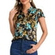 thumbnail image 1 of Blusas de trabajo Satin Inspire Chic para mujeres, blusa casual de negocios con mangas de capucha, floral, vintage, talla XL, negra, 1 of 6