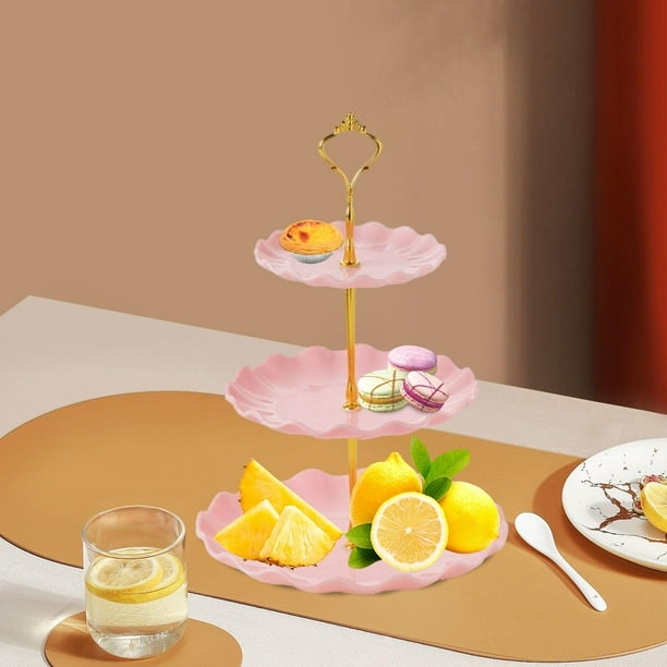 Soporte de pastel Macarena Plato de pastel con patas de mesa 3 niveles para postres Rosa