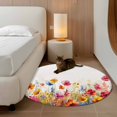 thumbnail image 3 of Round Area Rug 3ft, Watercolor Country Flowers Non-Slip Non-Shedding Floor Mat, Red Yellow Blue Floral Art Washable Sturdy Carpet for Living Room Bedroom Home Decor, 3 of 9