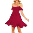 thumbnail image 1 of Lucakuins mujeres Mini vestido verano Casual A-line vestido Color sólido cuello barco moda espalda descubierta fiesta Vestido corto Lucakuins moda, 1 of 9