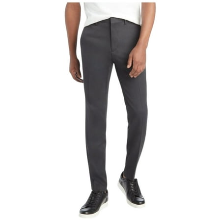 Kenneth Cole Mens Slim fit Dress Pants 30 / 30 Black Solid Stretch