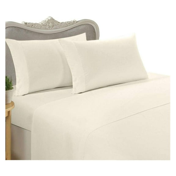 KING Size, IVORY Solid/Plain, 1500 Thread Count / 1500TC Sateen Weave Long Staple 100-Percent Ultra Soft Egyptian Cotton 4 PIECE Bed Sheet Set. Inlcudes 2 Pillow Cases (Deep Pocket)