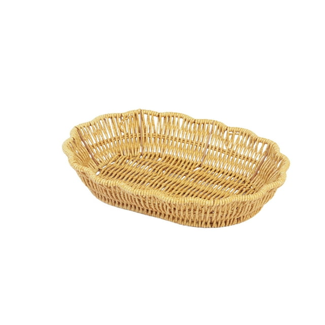 Paniers Tissés pour Rangement, Panier de Rangement Tissé en Canne Plateau de Table, pour Rangement de Collations de Fruits Secs Thé de l'Après-midi Cadeau de Bonheur