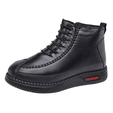 

Womens Boots Thickened Warm Cotton Flat Non Slip Side Zipper Elastic Belt Snow Boots