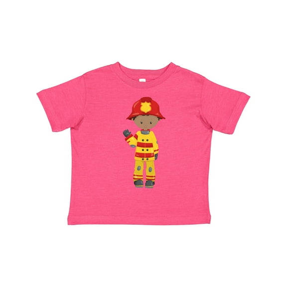 Inktastic African American Boy, Fireman, Firefighter, Helmet Boys Toddler T-Shirt