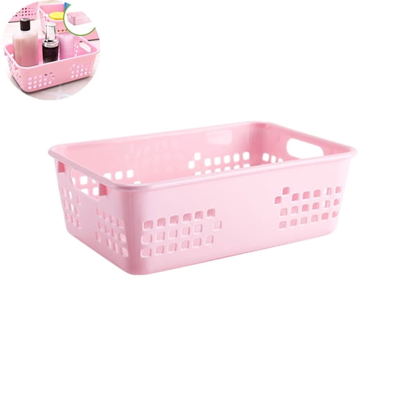 EGYMEN Storage Basket, Plastic Storage Box with Handles and Ventilated Design for Organizing Household Items, Stackable, Multifunctional (Pink)