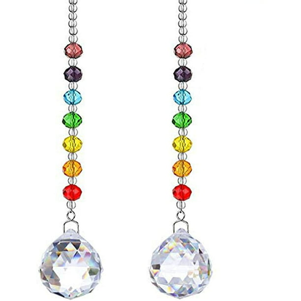 H&D HYALINE & DORA 2pcs Multi-color Chakra Crystal Suncatcher with Crystal  Ball Prisms Rainbow Maker