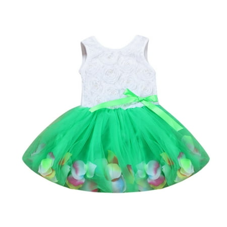 

wofedyo flower girl dress Toddler Bowknot Tutu Petals Tulle Dresses Baby Girls Flower Gown Outfits girls dresses size 10-12