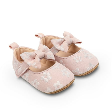 

Spring Summer Infant Baby Girls Shoes Non-Slip Flower Bowknot Flats Soft Soled First Walker Princess Shoes