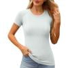 yoeyez Seamless Workout Tops for Women Raglan Short Sleeve Compression Shirts Crewneck Athletic Quick Dry Tshirts Slim Soft Yoga Gym Tops Gray,4/S