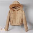 thumbnail image 4 of HTNBO Womens Fleece Lined Puffer Jacket Cropped Down Jacket Fur Hood Winter Jacket Zip up Quilted Jacket Winter Padded Jacket, 4 of 6