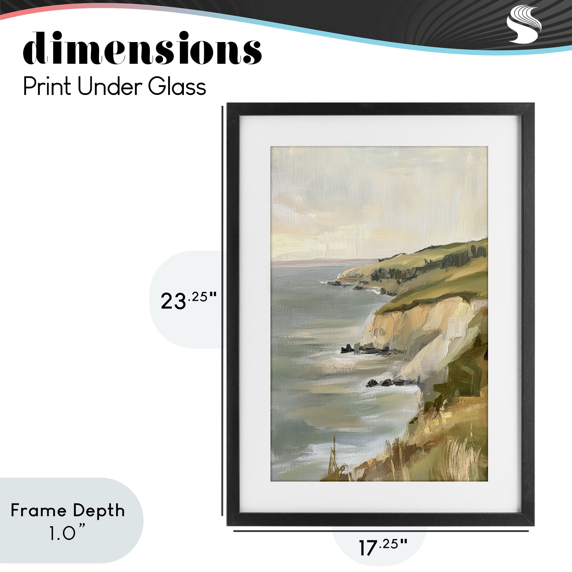 Stupell Industries Cliffs Off The Sea Black Framed Print Under Glass, design by Petal Prints Design
