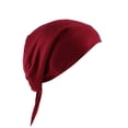 thumbnail image 2 of Women's Muslim Elastic Band Ethnic Hijab Solid Color Adjustable Small Cap Tube Cap Wrapped Turban Cap Lace Up, 2 of 3