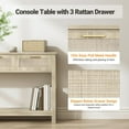 thumbnail image 5 of ELYKEN Rattan 51.2" Console Table with 3 Drawer, Entryway Table with Drawer & Shelf, Boho Sofa Table Behind Couch Foyer for Living Room, Hallway, Natural Wood, 5 of 8